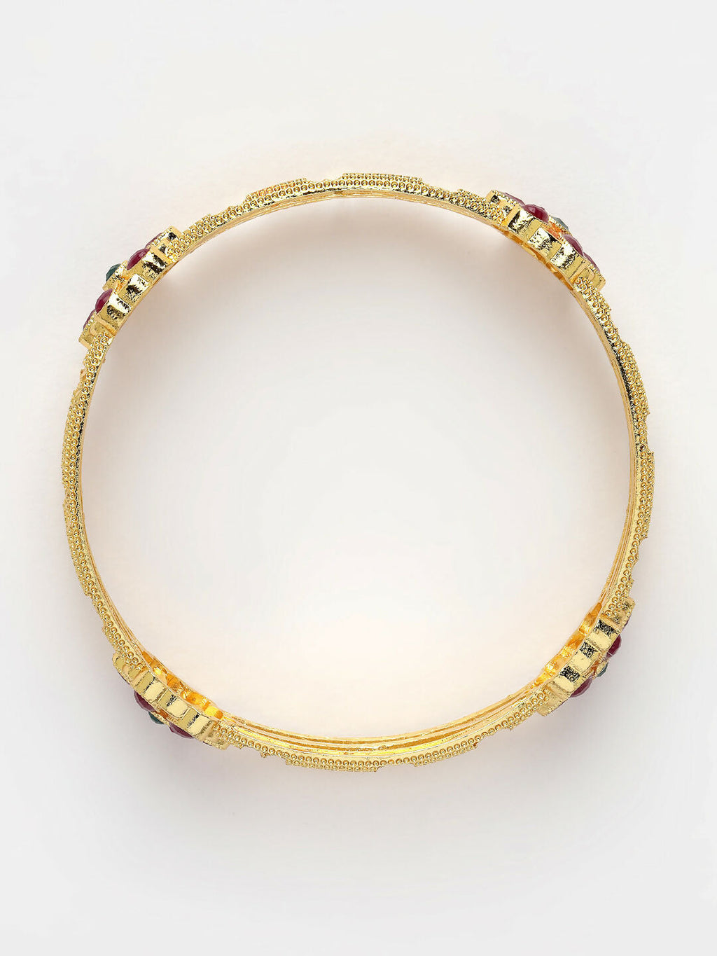 NVR Women's Set of 2 Gold-Polished Artificial Stones Handcrafted Traditional Bangles | Grocsy