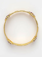 NVR Women's Set of 2 Gold-Polished Artificial Stones Handcrafted Traditional Bangles | Grocsy