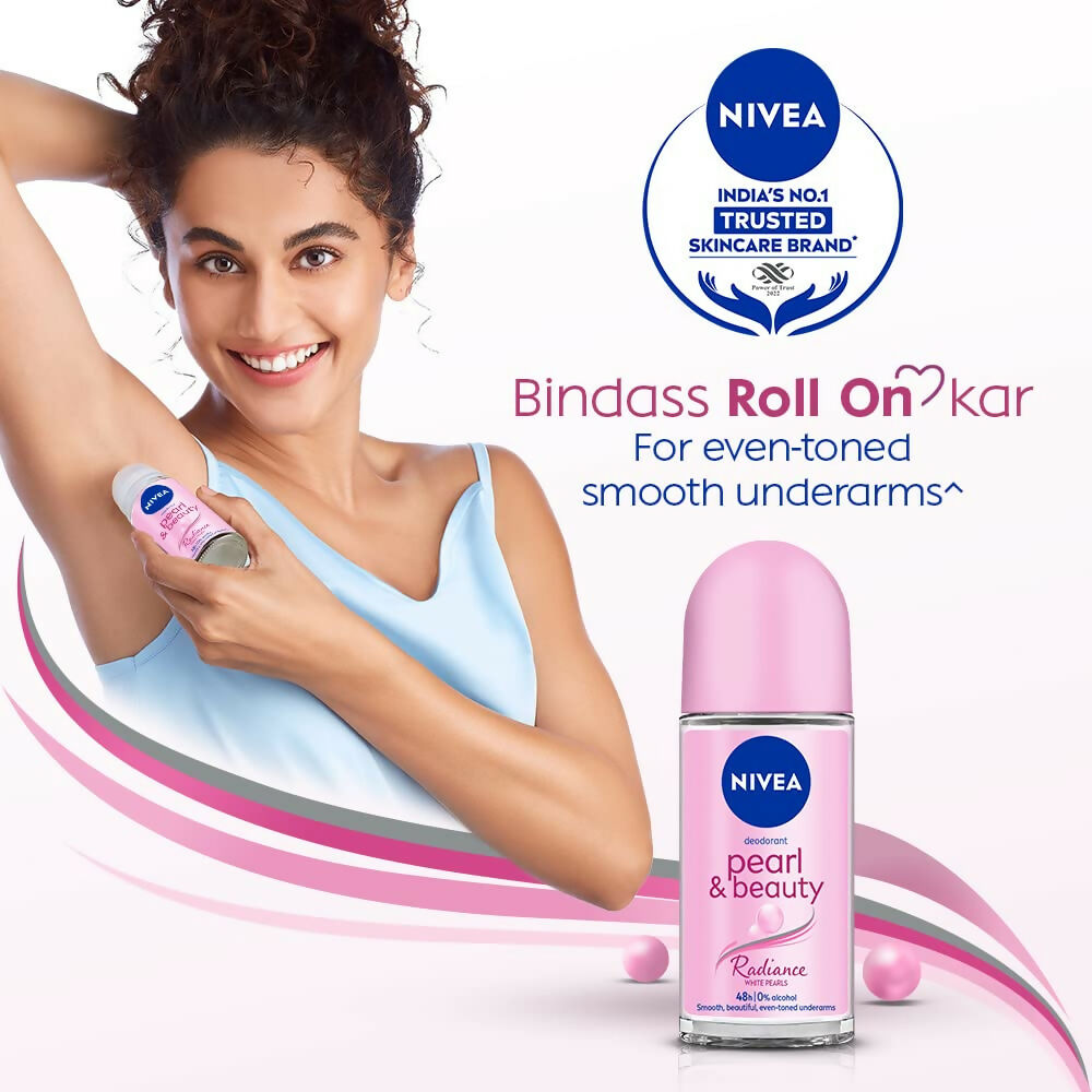 Nivea Deodorant Roll On Pearl & Beauty Radiance For Eventoned Smooth & Beautiful Underarms | Grocsy