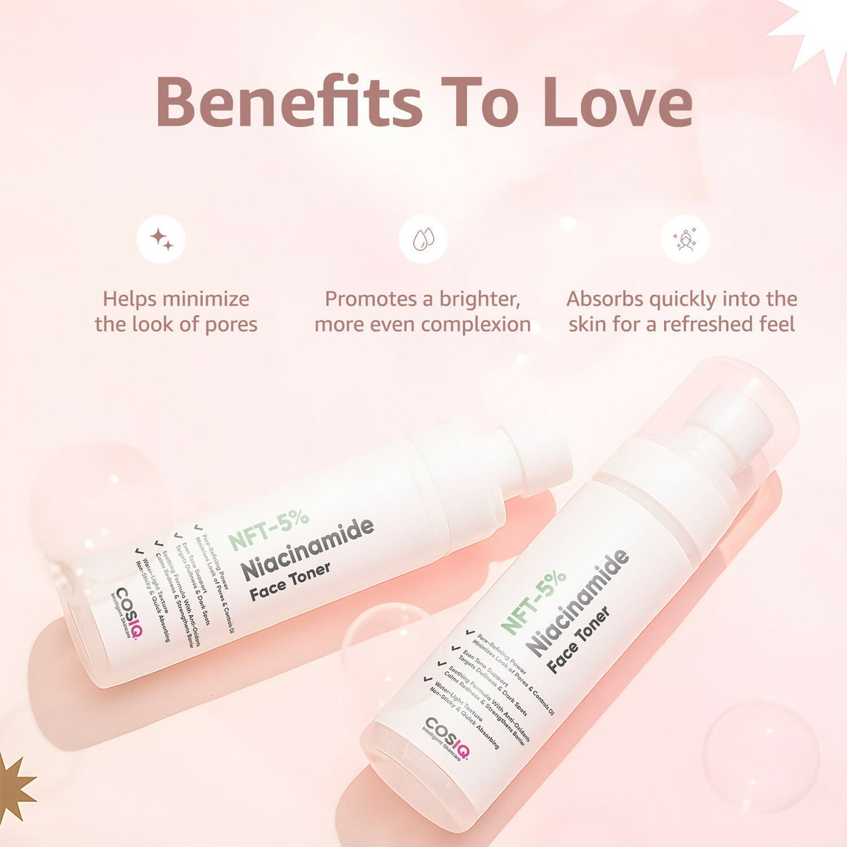 Cos-IQ 5% Niacinamide Face Toner for Oily Acne Prone Dry Combination Skin | Grocsy
