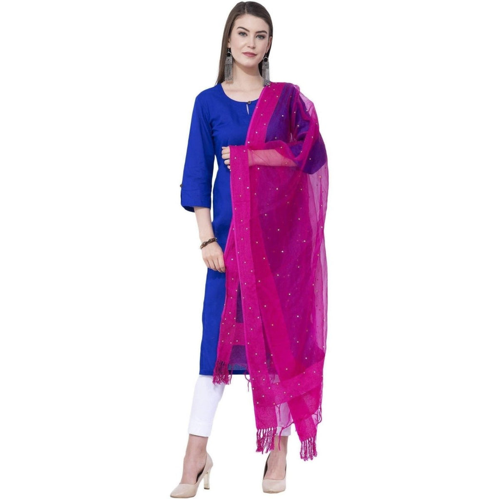 A R Silk Rani Color Chandna Orgenza Cotton Dupattas and Chunnis | Grocsy
