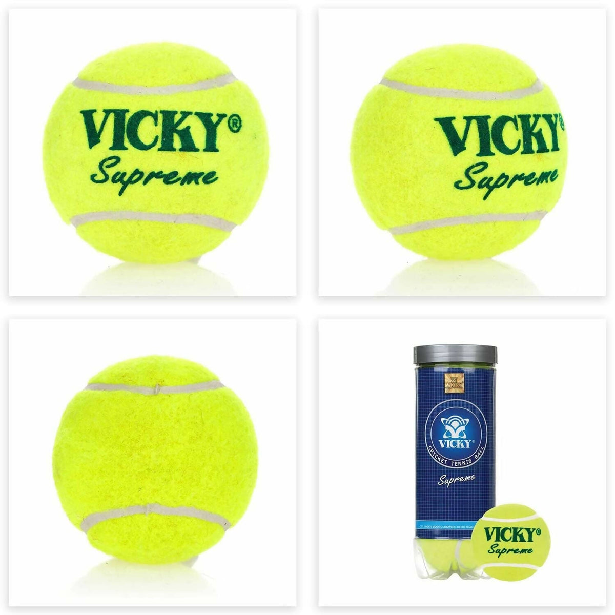 Vicky Supreme Yellow Tennis/Cricket Ball Heavy Multipurposeful Design & Durable Rubber Built | Grocsy