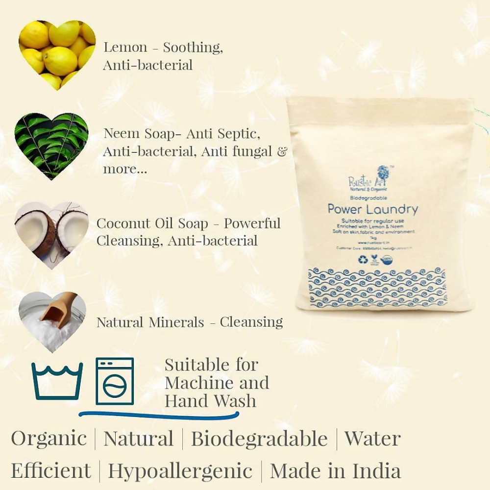 Rustic Art Biodegradable Power Laundry Detergent Powder | Grocsy