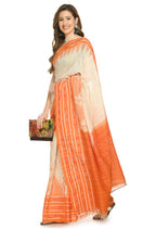 Vamika Sambalpuri Ikat Cotton Scot Dali Tasrite Orange Saree | Grocsy
