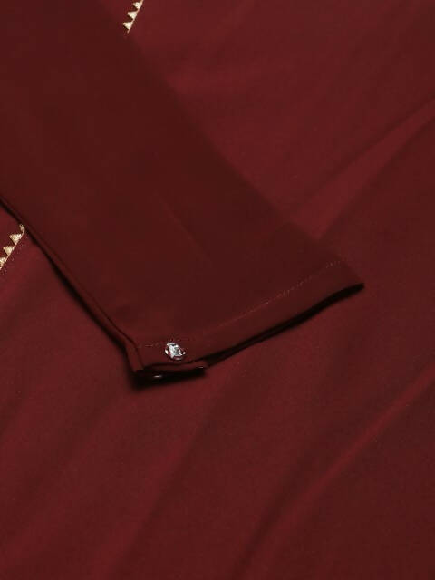 FIORRA Women's Maroon Poly Crepe Straight Kurta Pant With Dupatta | Grocsy