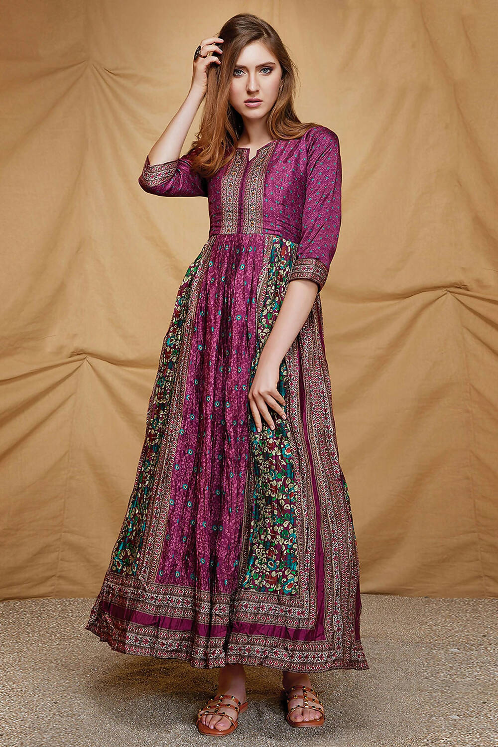 Designer casual Purple Dola Silk Gown - Anbazaar | Grocsy