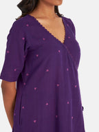 Suta Women's Purple Geometric Fit and Flare Dress | Grocsy