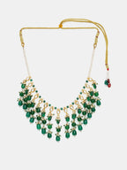 Ruby Raang Green Kundan And Emerald Collar Necklace | Grocsy