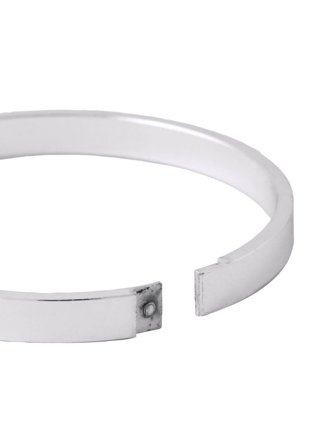 NVR Men's Silver Metal Interlock Kada Bracelet | Grocsy