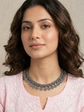 NVR Women Oxidised Silver Beaded Necklace | Grocsy
