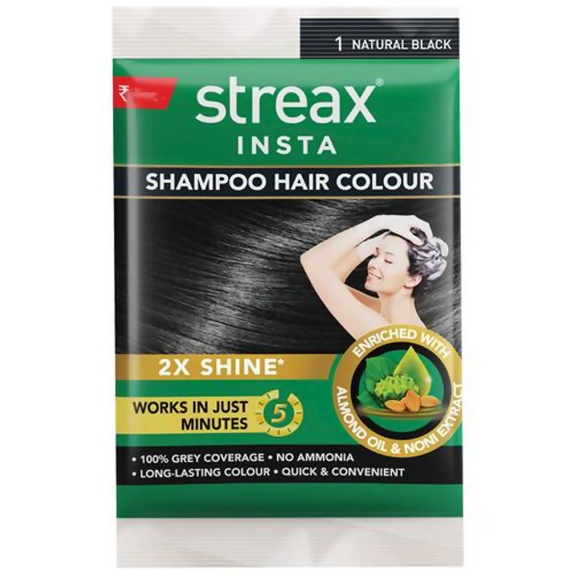 Streax Insta Shampoo Hair Color - Natural Black | Grocsy