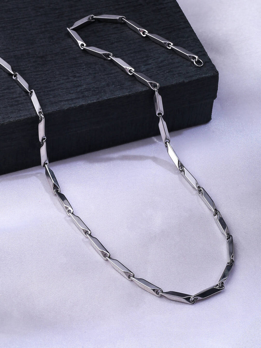 NVR Men Rhodium-Plated Stainless Steel Bohemian Chain | Grocsy