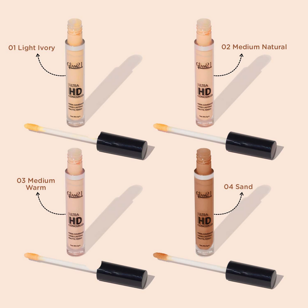 Glam21 Ultra HD Liquid Concealer for HD Finish - Light Ivory | Grocsy