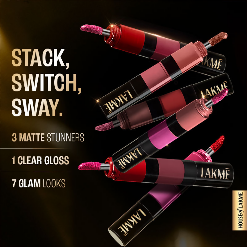 Lakme Ultimate Glam 4 In 1 Lip Stack - Pink Vibe Only | Grocsy