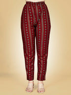 Jyoti Fashion Women's Maroon Viscose Rayon Embroidered Kurta Pant Set | Grocsy