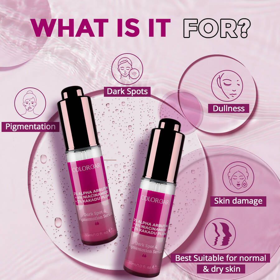 Colorbar Serum 2% Alpha Arbutin + 4% Niacinamide + 2% Kakadu Plum | Grocsy