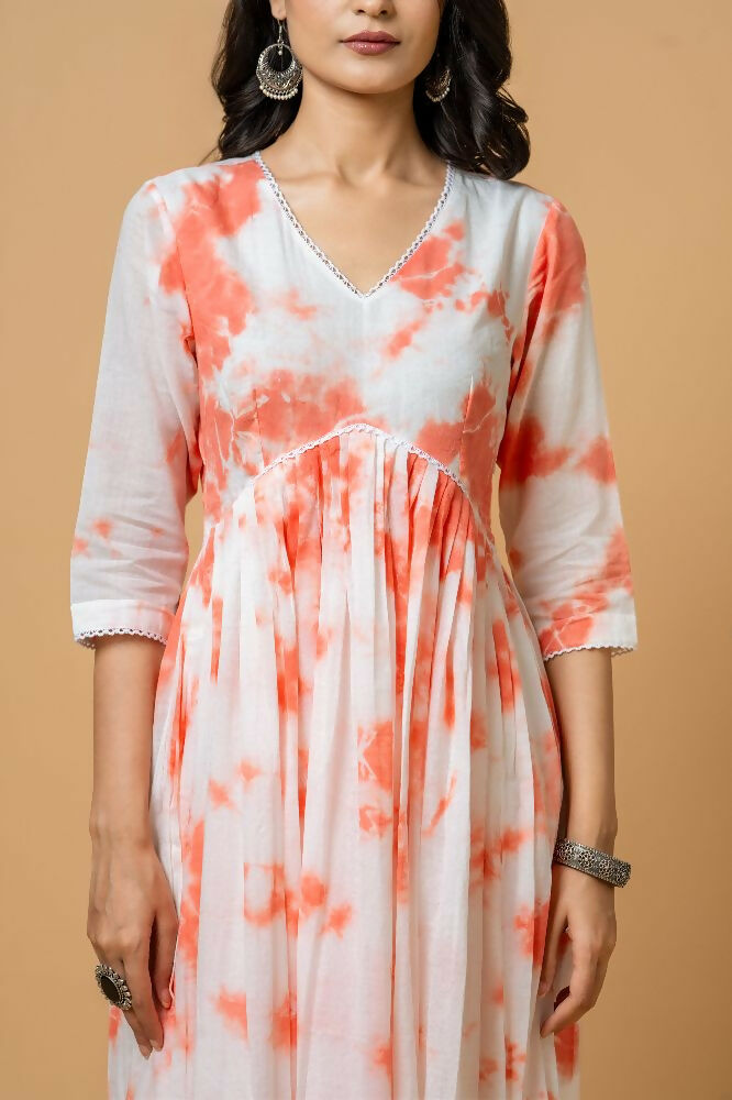 Joban Fashion Peach Tie & Dye Kurta Pant Set | Grocsy