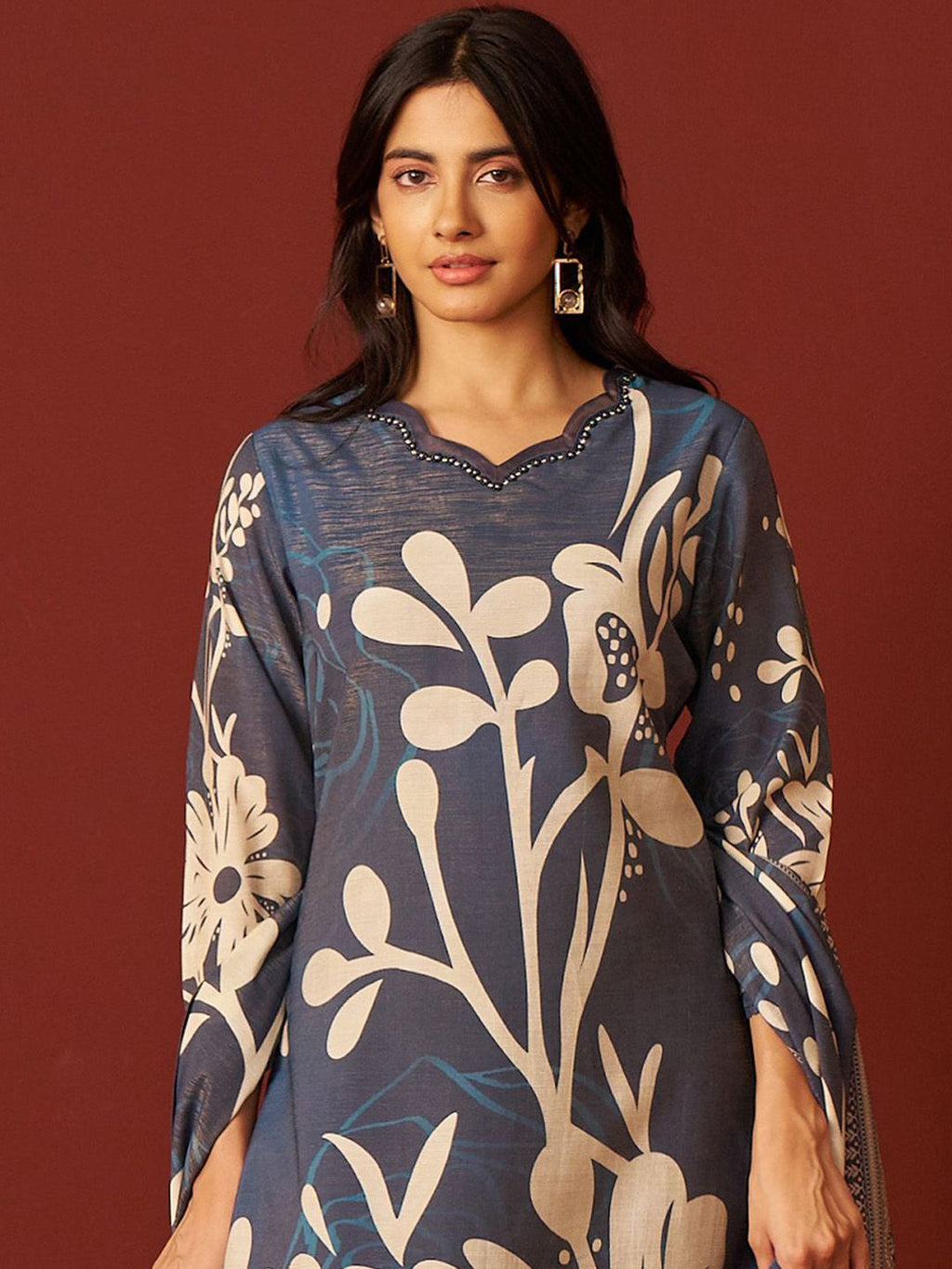 Indo Era Women Floral Printed Beads and Stones Kurta with Trousers & Dupatta Kurta Sets | Grocsy