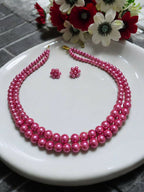 Inhanns Everyday Workwear Pearl Set (Double Layered Pearls) - Pink | Grocsy