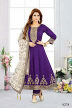 Joban Fashion Chinon Purple Color Kurta Set | Grocsy