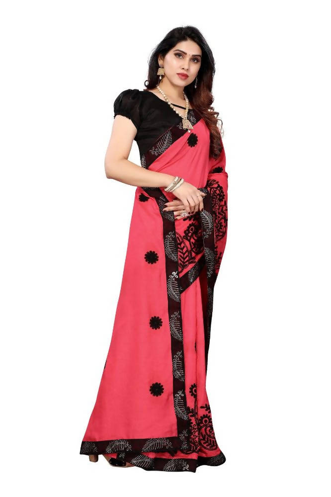 Vamika Pink Dola Silk Embroidery Saree | Grocsy