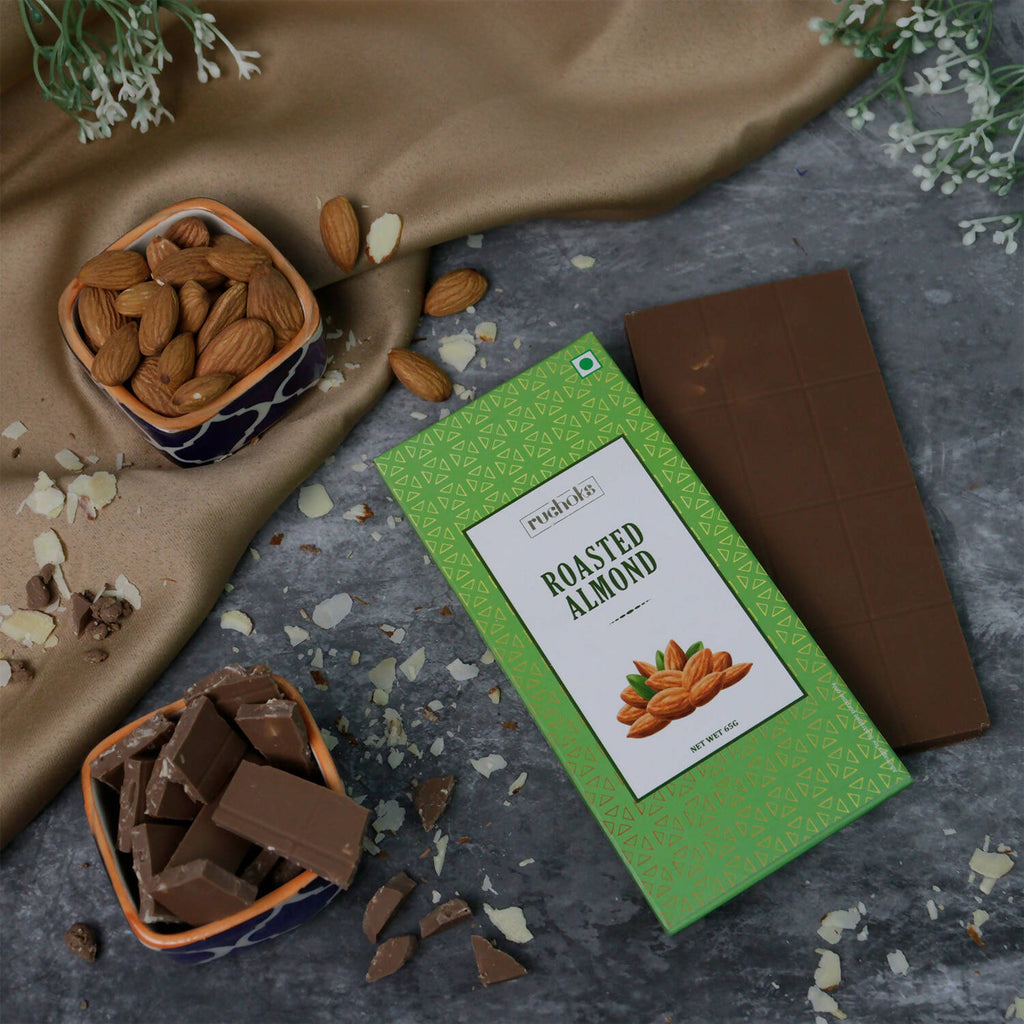 Dibha Ruchoks - Roasted Almond Chocolate Bar | Grocsy