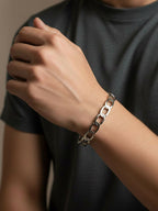NVR Men's Silver Plated Cuff Bracelet | Grocsy