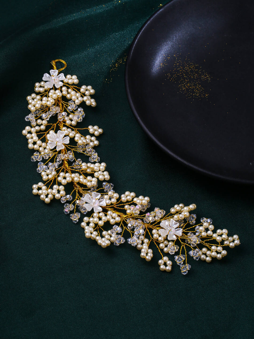 NVR Women Embellished Beaded Hair Accessory Set | Grocsy