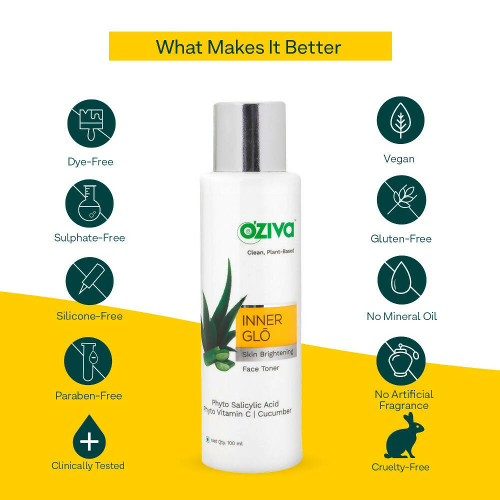 OZiva Inner Glo Skin Brightening Face Toner | Grocsy