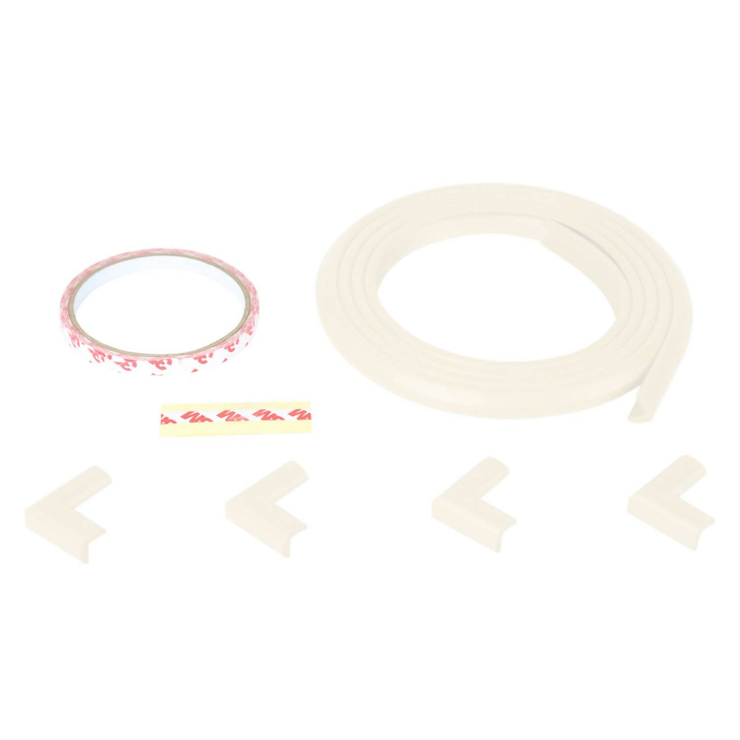 Safe-O-Kid Unique High Density L-Shaped 2 Mtr Long Mini 2 Edge Guards With 8 Corner Cushions - Cream | Grocsy