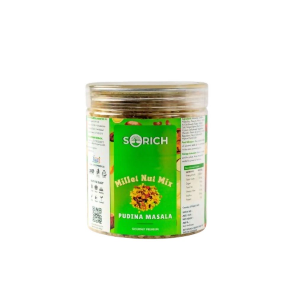 Sorich Organics Millet Nut Mix – Pudina Masala Crunchy & Healthy Snack | Grocsy