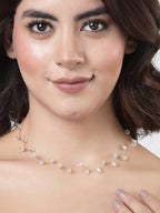 NVR Women's Gold-Polished Chain Transparent Beads Necklace | Grocsy