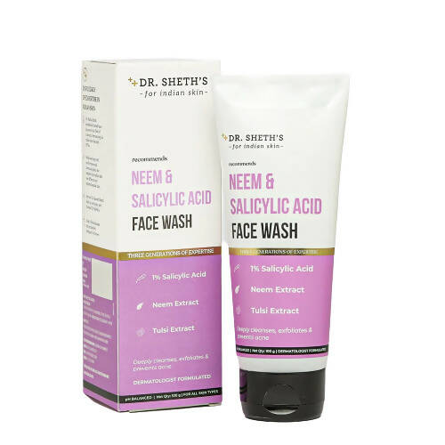 Dr. Sheth's Neem & Salicylic Acid Face Wash, Anti-Acne & Oil Control Face Cleanser | Grocsy
