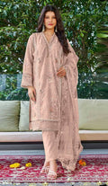 Anaita Peach Embroidered Organza Stitched Salwar Suit | Grocsy