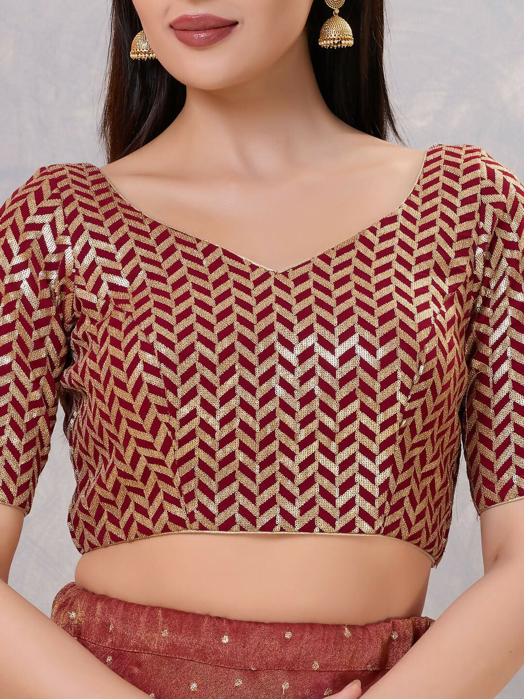 Joban Fashion Women Silk Maroon Stitched Blouse | Grocsy