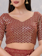 Joban Fashion Women Silk Maroon Stitched Blouse | Grocsy