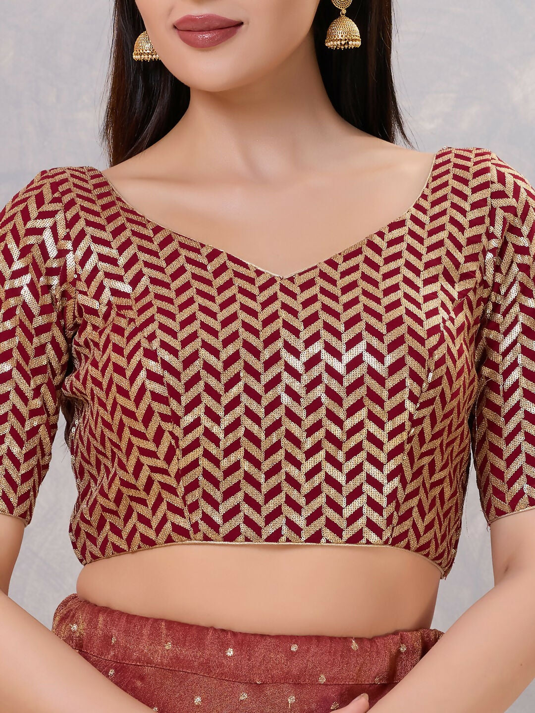 Joban Fashion Women Silk Maroon Stitched Blouse | Grocsy