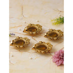 eCraftIndia 4 Pieces Beige Ethnic Design Diyas | Grocsy