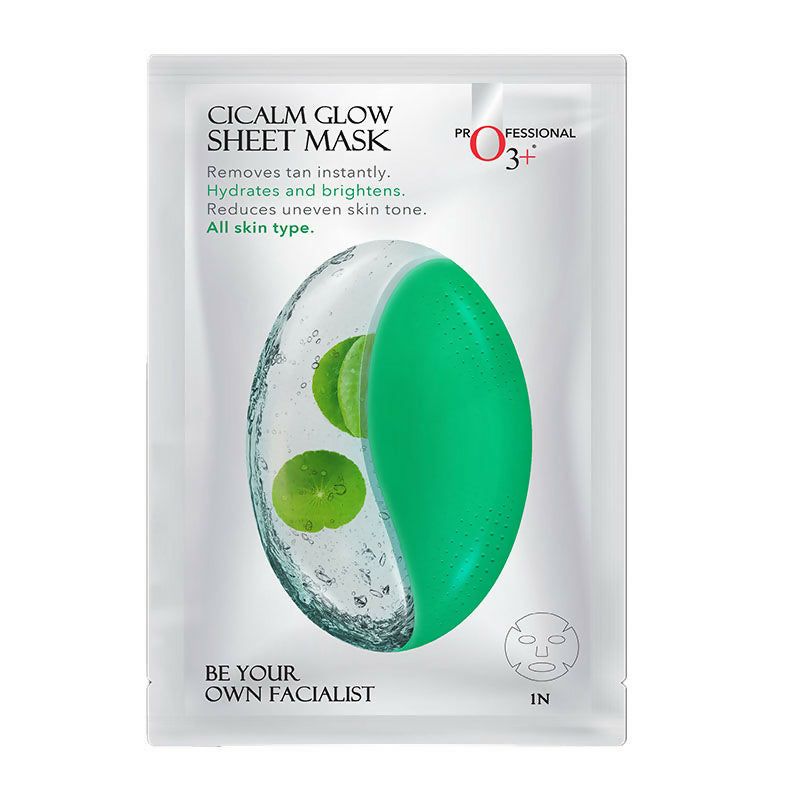 Professional O3+ Cicalm Glow Sheet Mask With Cica For D-Tan & Glow | Grocsy