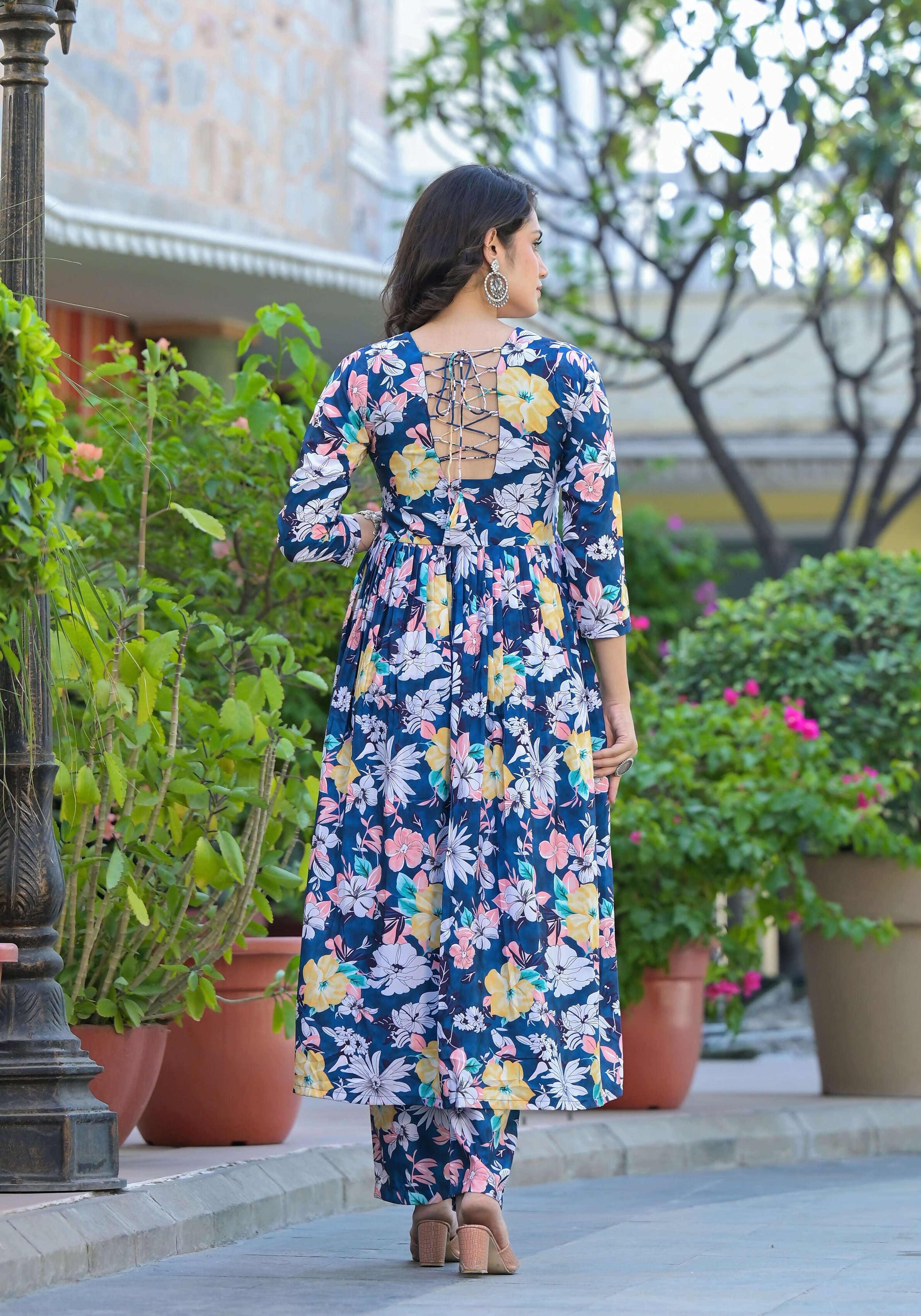 Designer Stylish Blue Ab Cotton Suit With Dupatta - Anbazaar | Grocsy