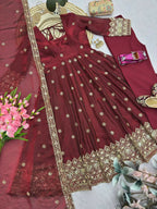 Teeya Creation New Latest Trendy Elegant Maroon Festive Anarkali Suit for Women | Grocsy