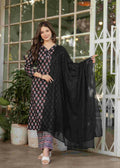 Black Pure Cotton Printed Anarkali Suit with Dupatta - Rashmika | Grocsy