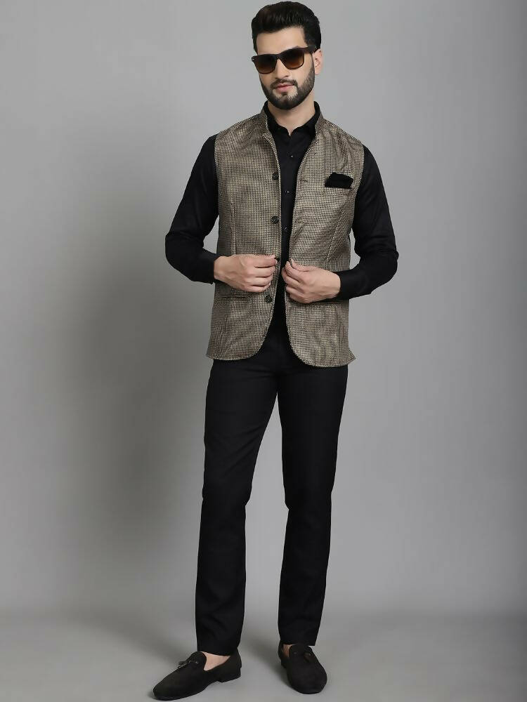 Even Apparels Nehru Jacket With Welt Pockets - Beige | Grocsy