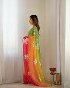 Yellow Georgette Pedding Color, Embroidery Work Party Wear Saree - Erisha | Grocsy