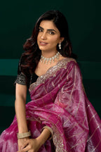 Joban Fashion Pink Net Party Wear Sarees | Grocsy