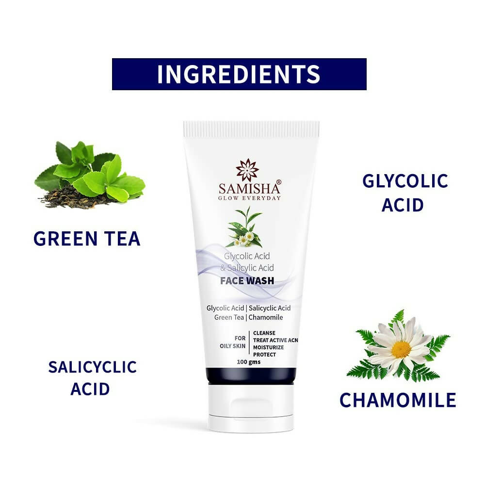 Samisha Organic Glycolic Acid & Salicyclic Acid Face Wash | Grocsy