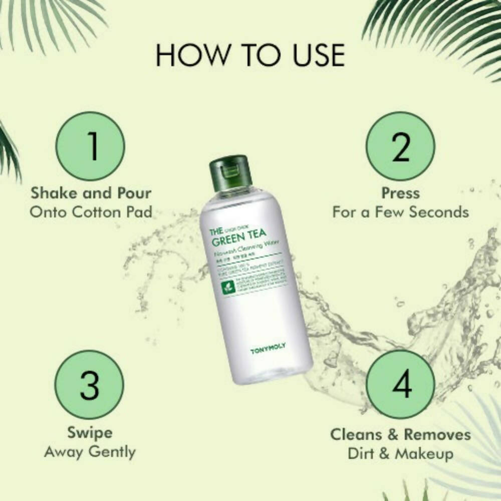 Tonymoly The Chok Chok Green Tea Cleansing Water - Korean Skincare | Grocsy