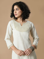 Sangria Sequined Pure Cotton A-Line Kurta | Grocsy