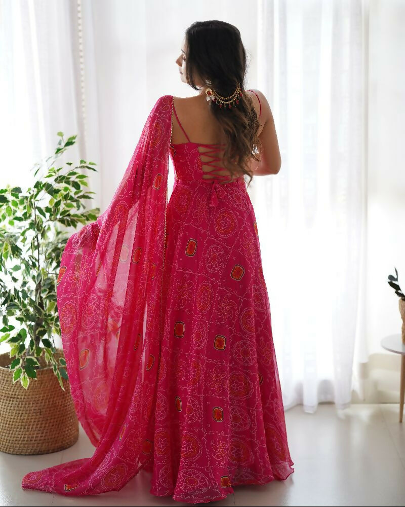 Joban Fashion Pink Kurta Set Chiffon Sequin Embroidery Work | Grocsy