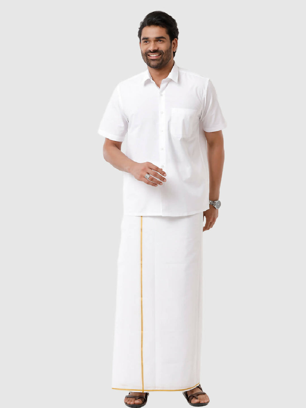Ramraj Cotton Mens Half Sleeve White Shirt Plus Size - Samrat Cotton | Grocsy